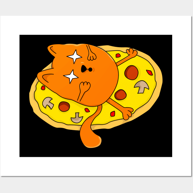 Funny stoned Pizza Cat Wall Art by Foxxy Merch